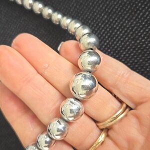 Vintage Sterling Silver Graduated Bead Necklace